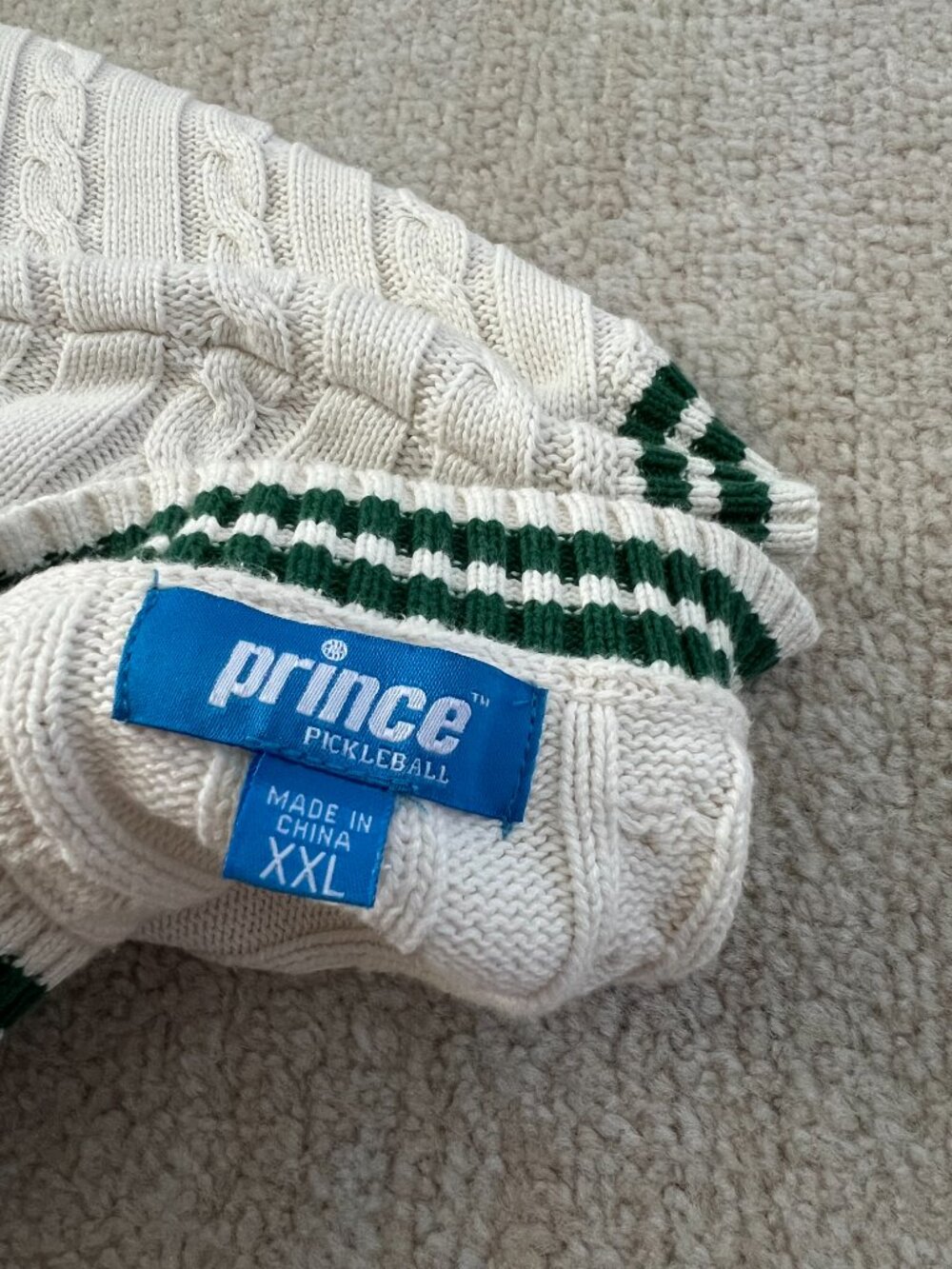 Prince Pickleball x Target Cable Knit V-Neck Sweater Crop Cream Green XXL Tennis - Picture 2 of 9